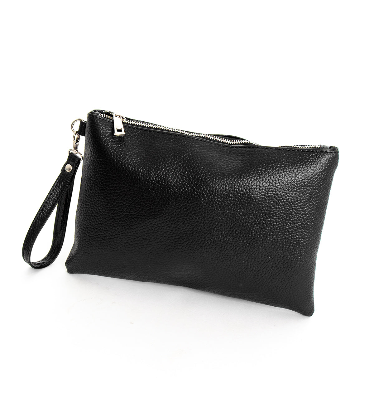 Men's Unisex Faux Leather Casual Black Zip Pouch Bag Handbag GIOSAL-ZU1056A