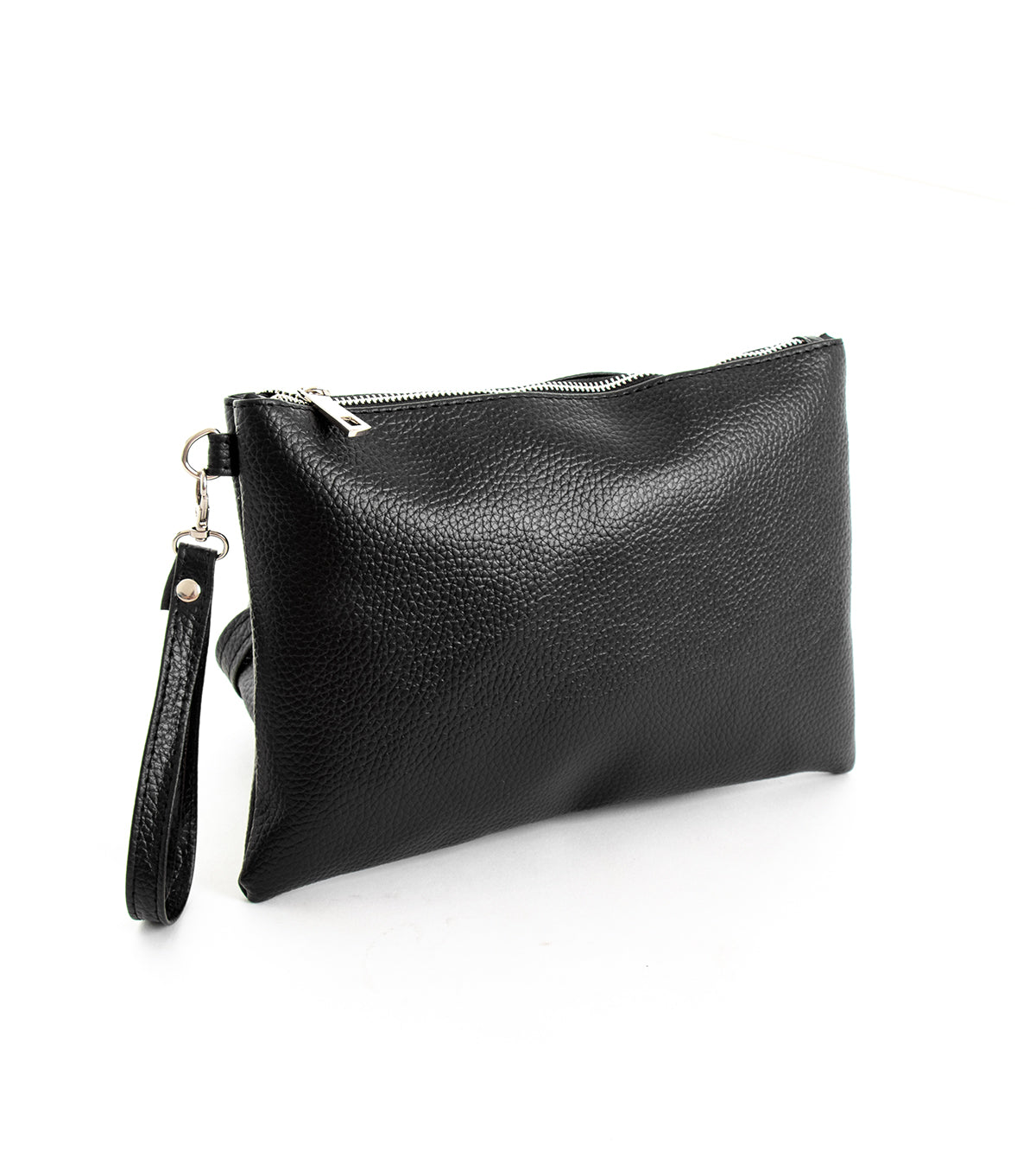 Men's Unisex Faux Leather Casual Black Zip Pouch Bag Handbag GIOSAL-ZU1056A