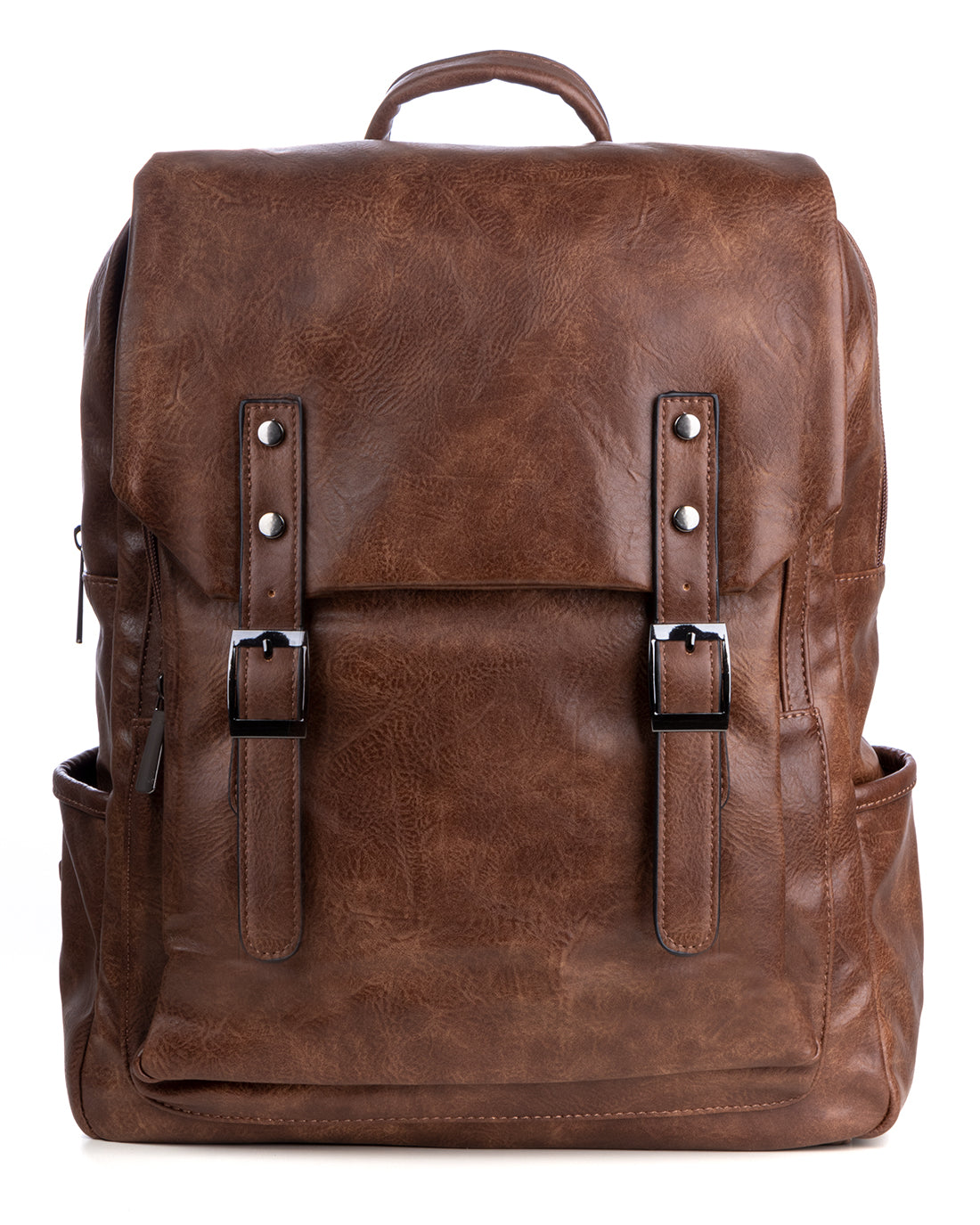 Backpack Shoulder Bag Men Unisex Faux Leather Vintage Brown GIOSAL-ZU1100A