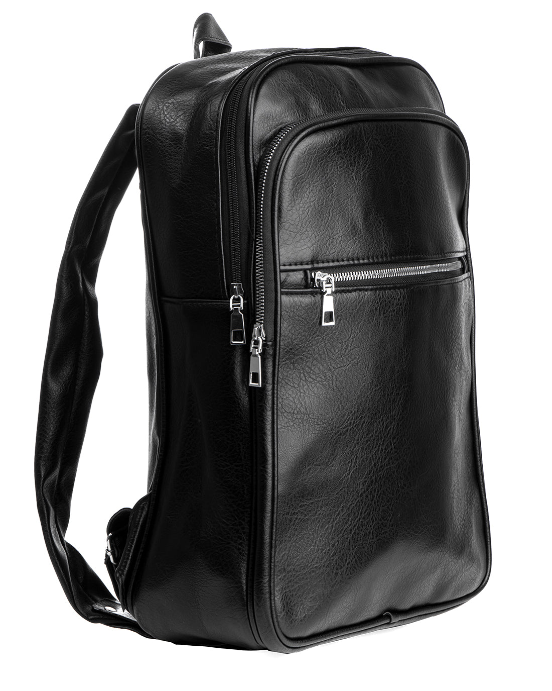 Backpack Shoulder Bag Men Unisex Faux Leather Vintage Black GIOSAL-ZU1102A