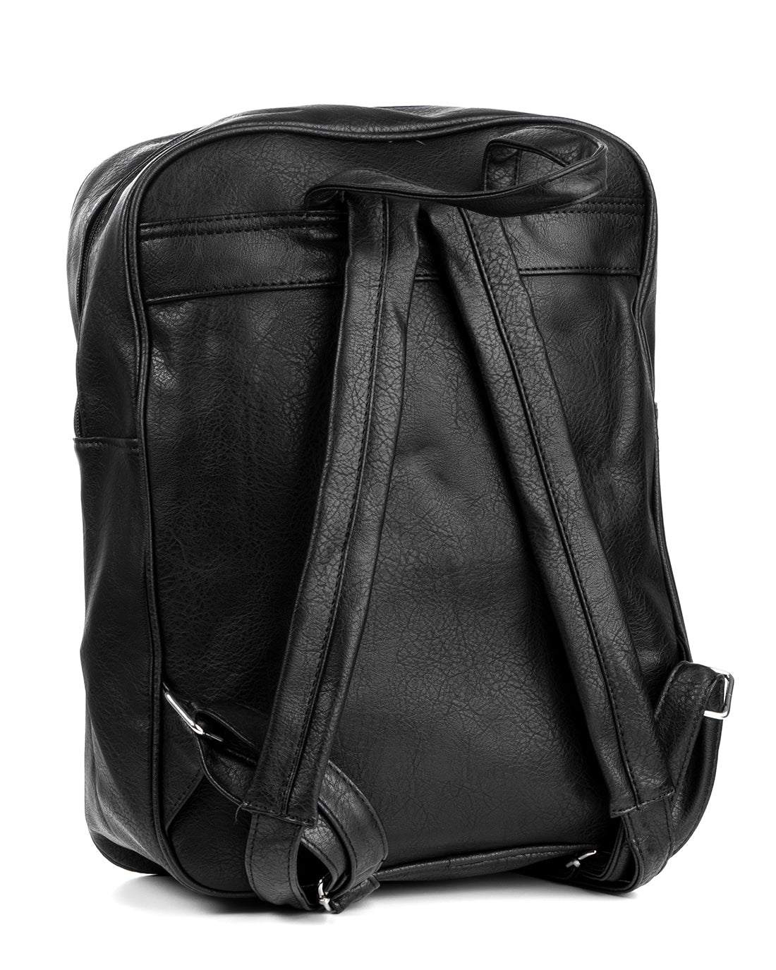 Backpack Shoulder Bag Men Unisex Faux Leather Vintage Black GIOSAL-ZU1105A