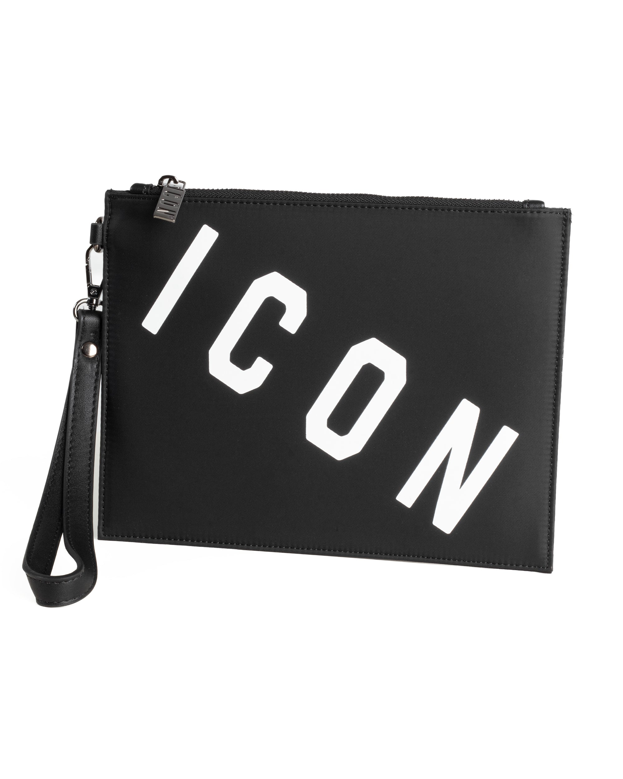 Borsa Borsello Borsetta Pochette a Mano Unisex Bianco Nero ICON ICXF2W6A043