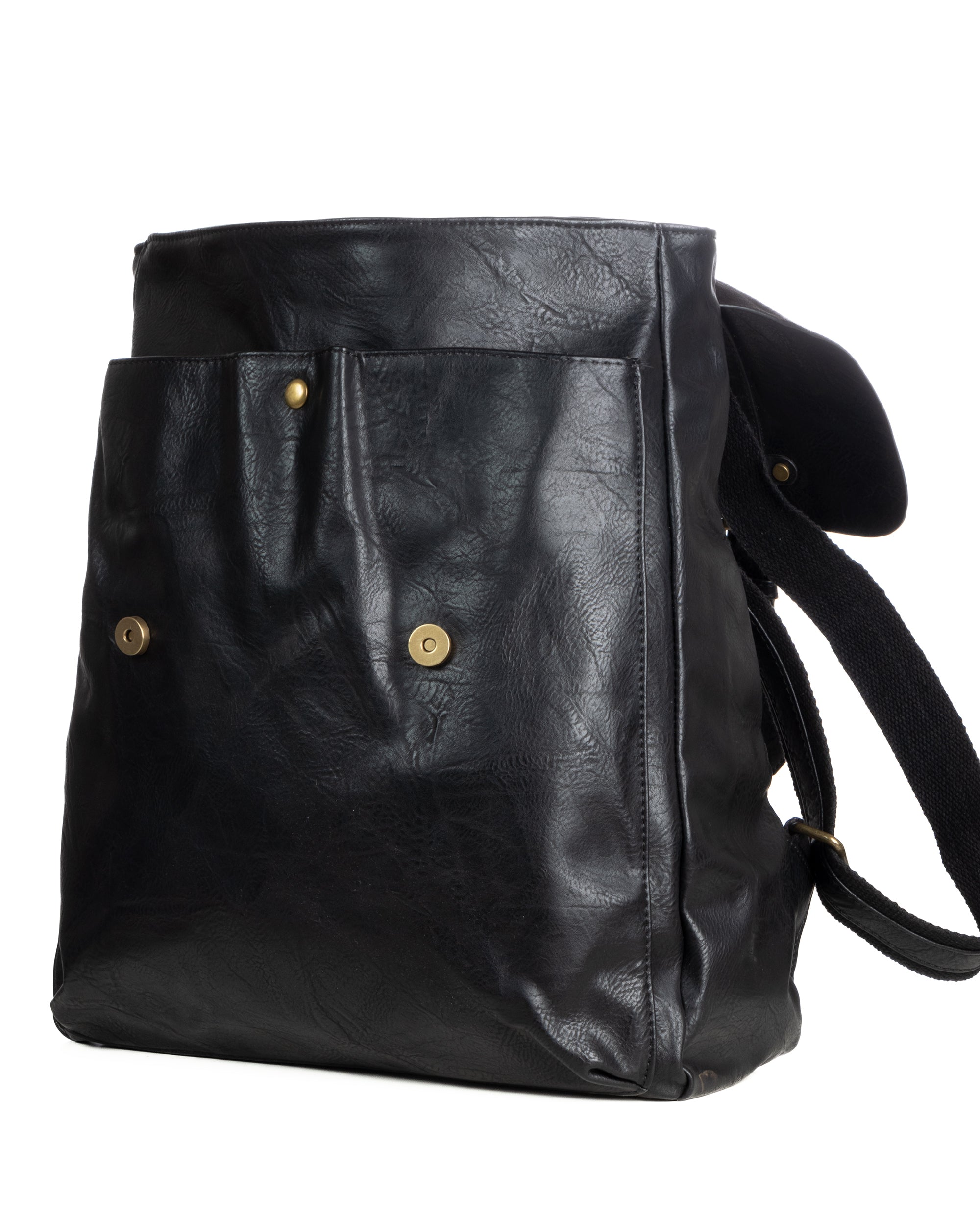 Zaino zainetto da spalla borsa uomo unisex ecopelle patta doppia vintage nero GIOSAL-ZU1140A