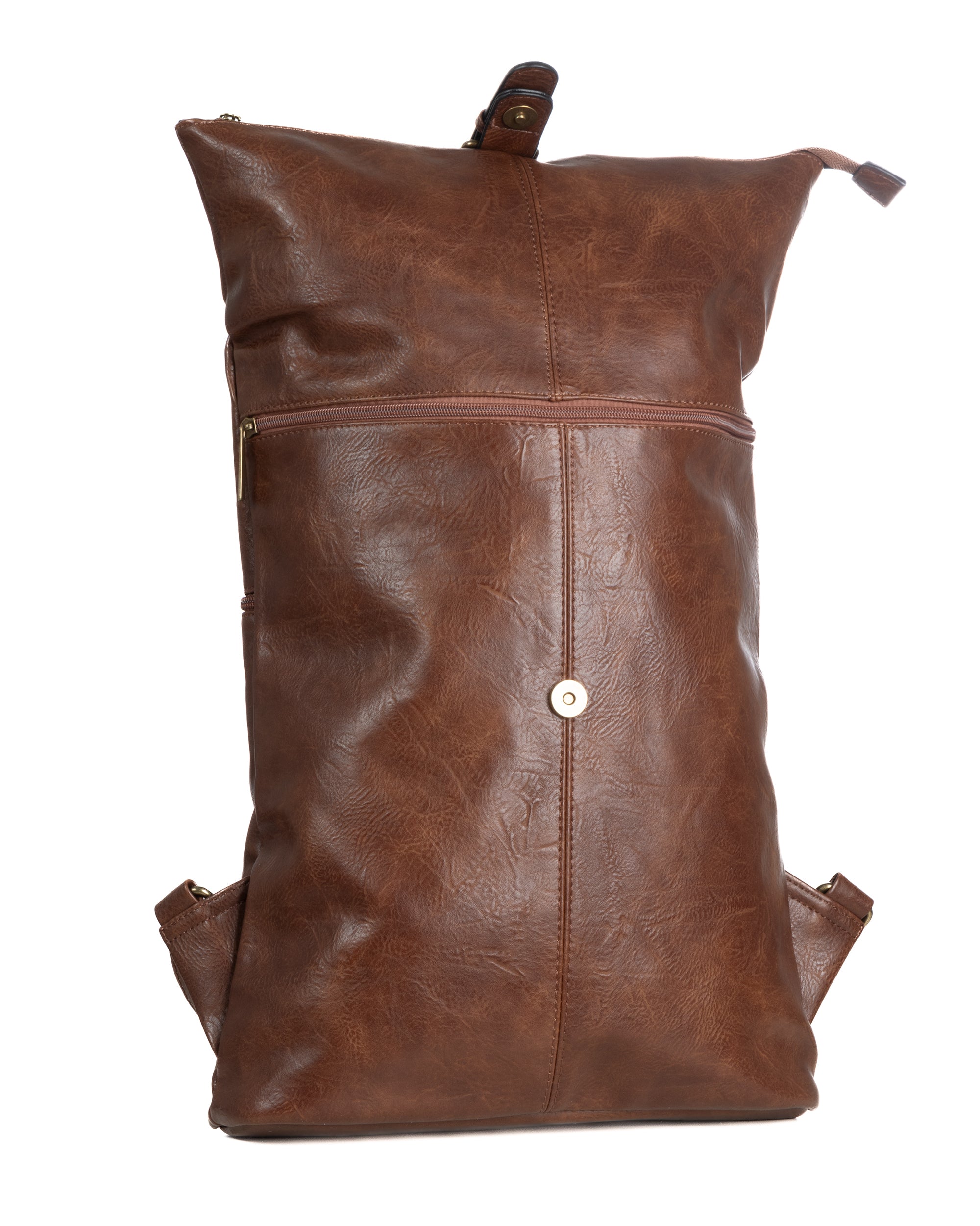 Zaino uomo moderno da spalla unisex multitasche zip ecopelle marrone GIOSAL-ZU1141A