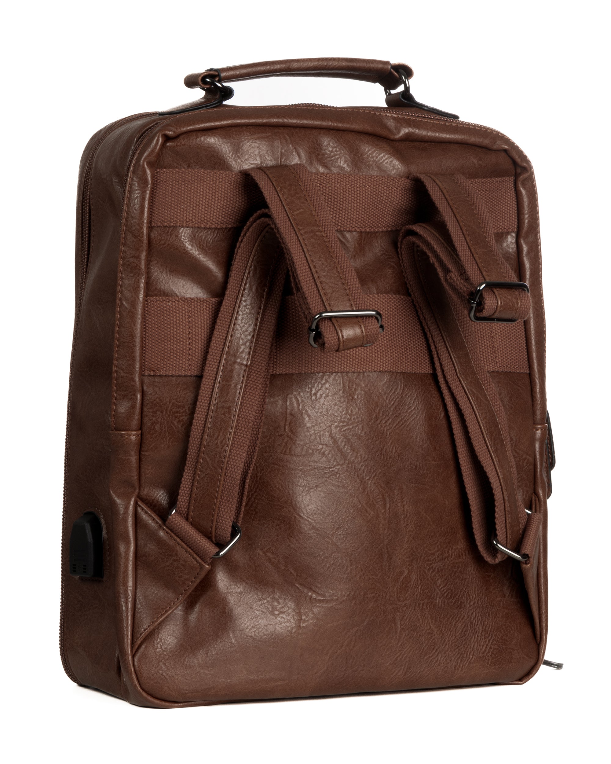 Zaino elegante moderno uomo unisex business travel ecopelle marrone GIOSAL-ZU1143A