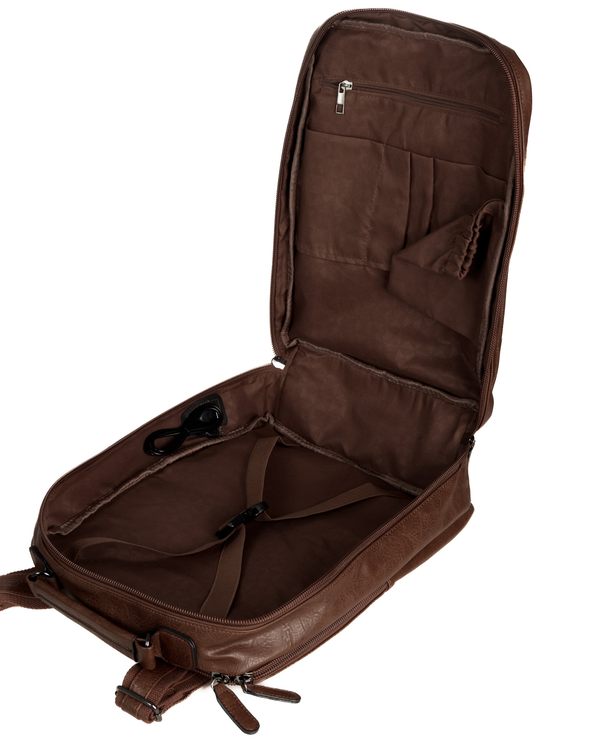 Zaino elegante moderno uomo unisex business travel ecopelle marrone GIOSAL-ZU1143A