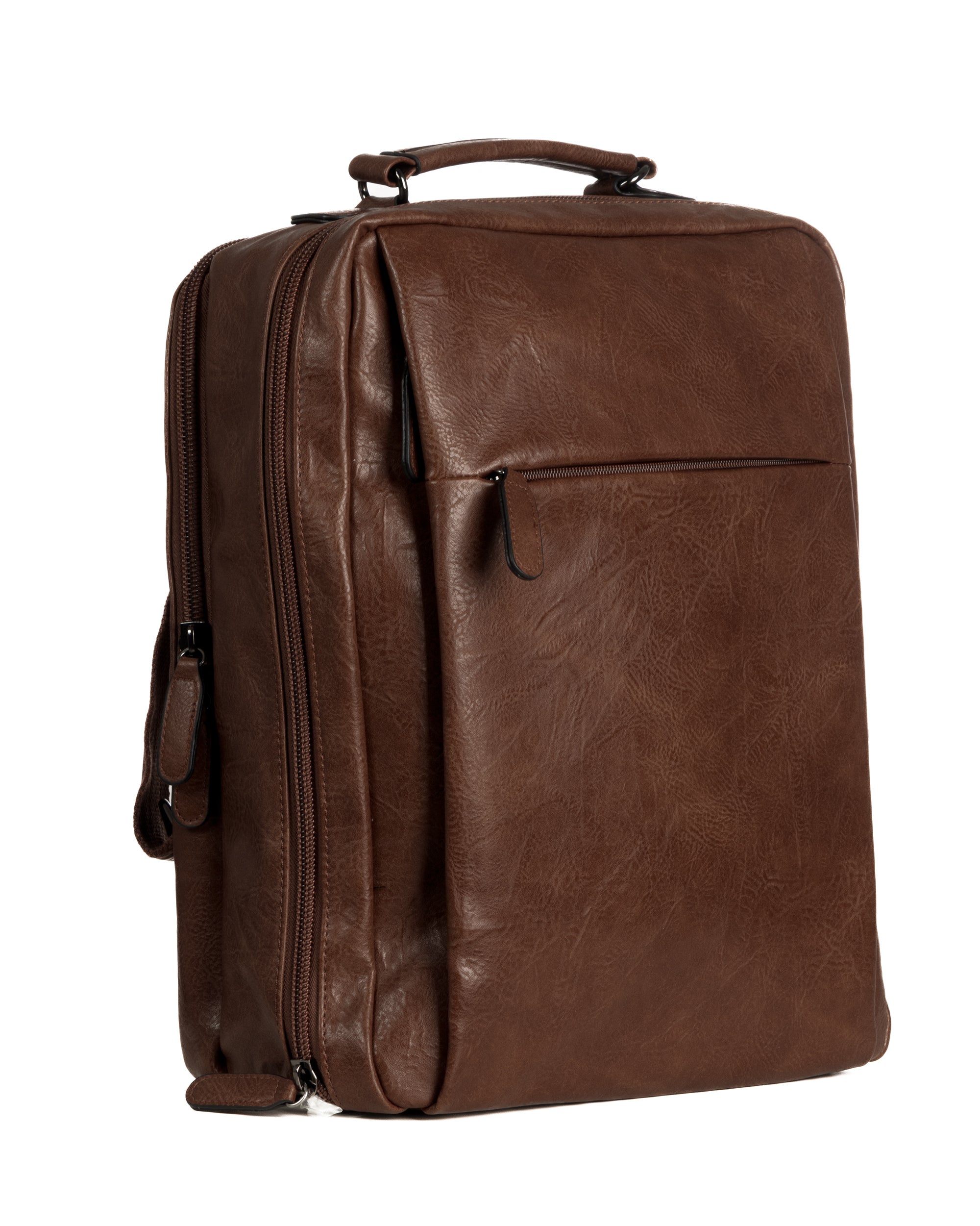 Zaino elegante moderno uomo unisex business travel ecopelle marrone GIOSAL-ZU1143A