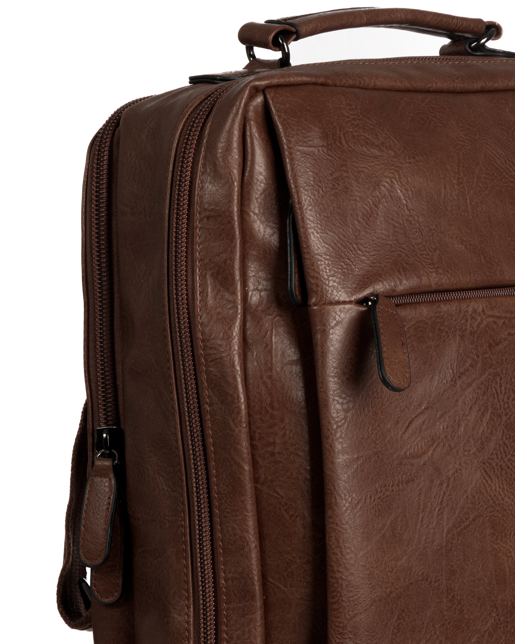 Zaino elegante moderno uomo unisex business travel ecopelle marrone GIOSAL-ZU1143A