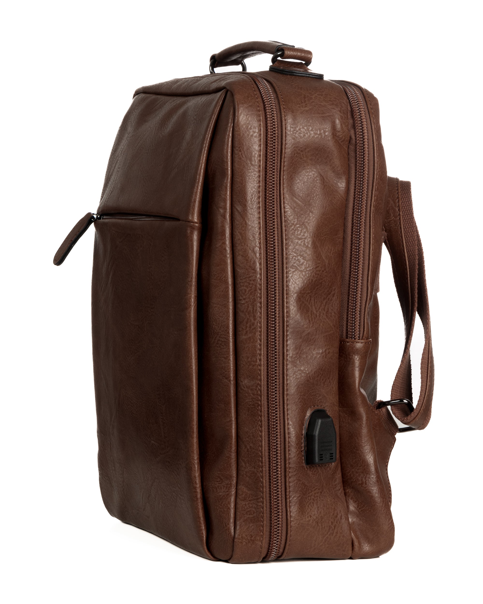 Zaino elegante moderno uomo unisex business travel ecopelle marrone GIOSAL-ZU1143A
