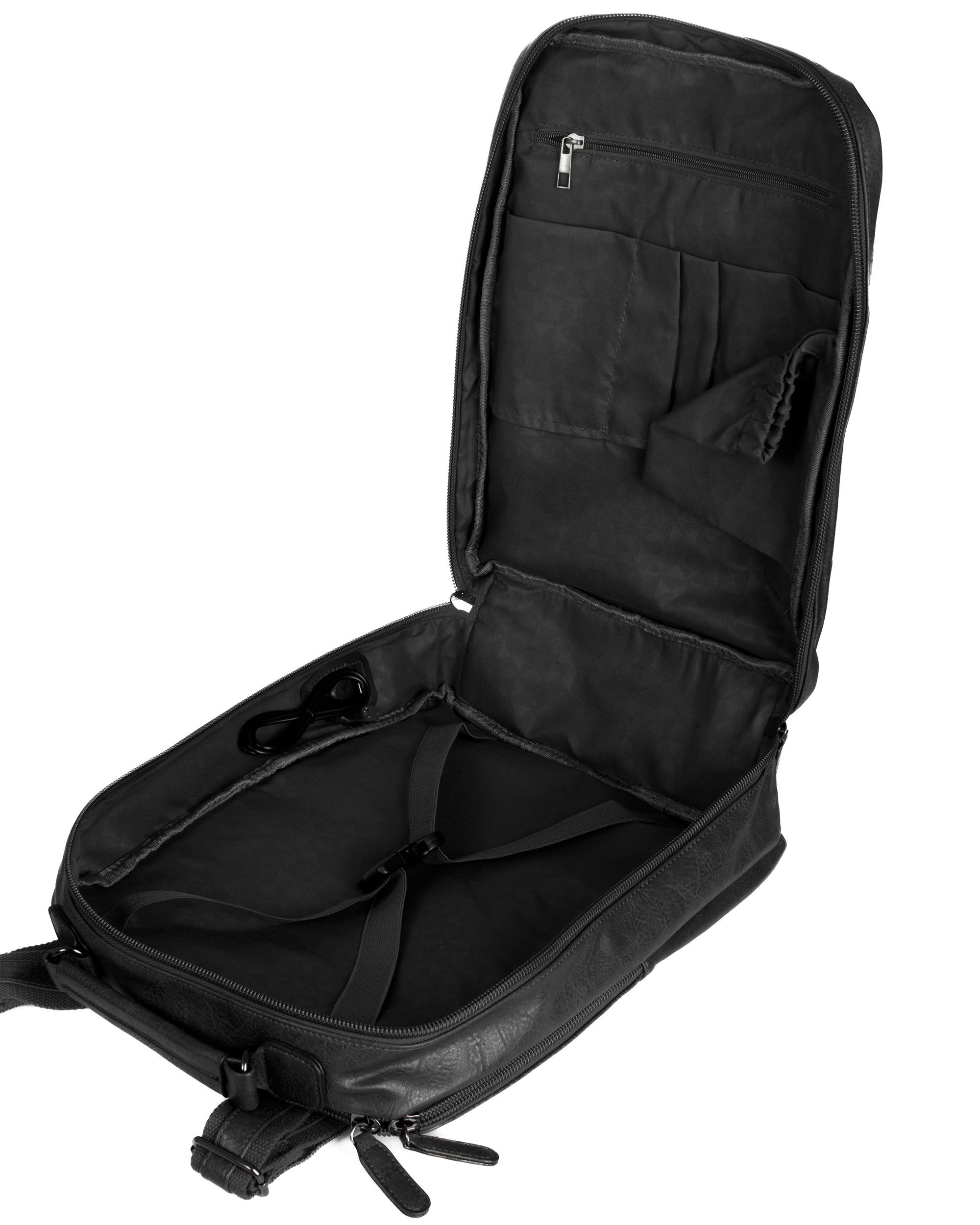 Zaino elegante moderno uomo unisex business travel ecopelle nero GIOSAL-ZU1144A