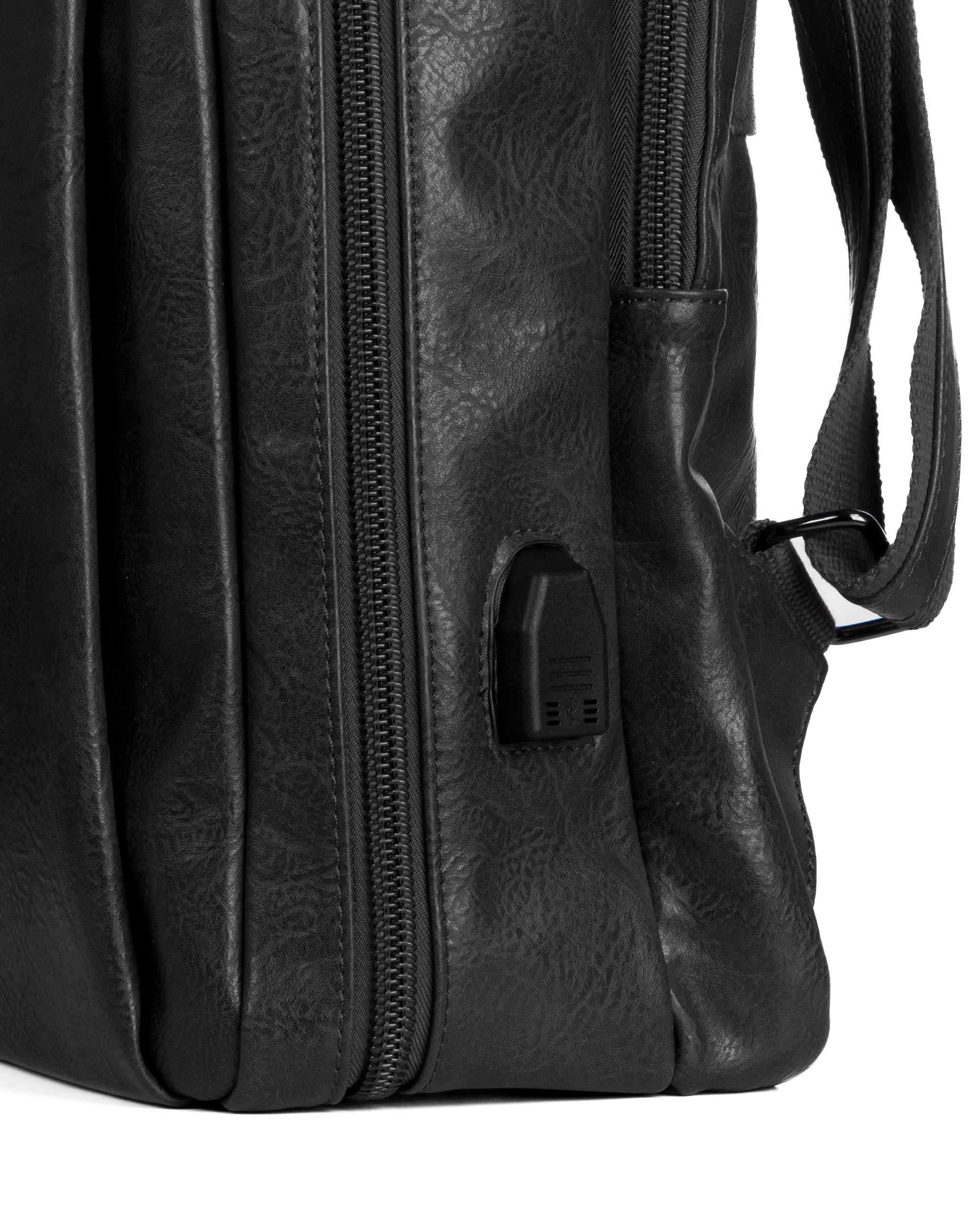 Zaino elegante moderno uomo unisex business travel ecopelle nero GIOSAL-ZU1144A