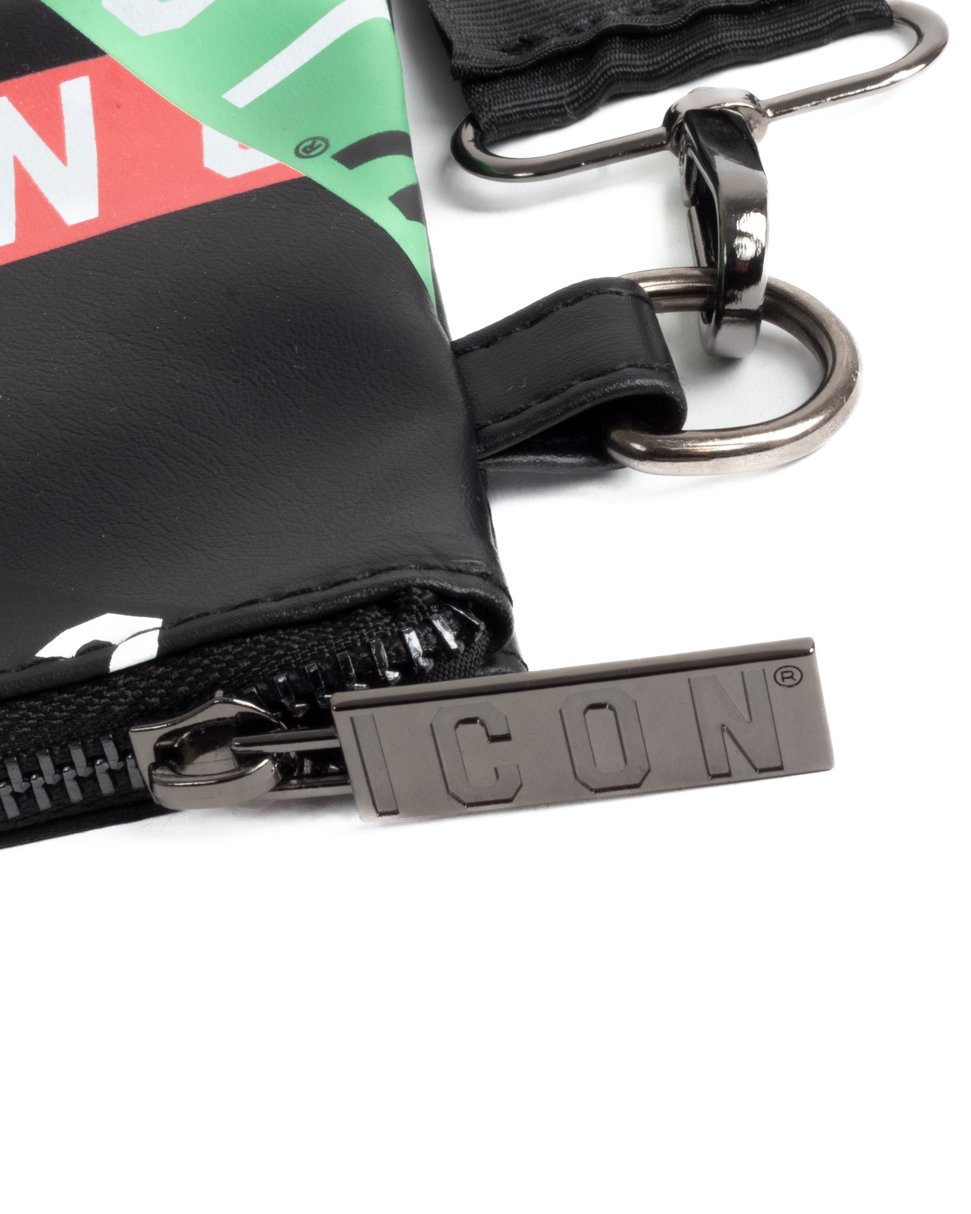 Borsa borsello borsetta pochette a mano unisex logata multigrafica nero ICON INZ013