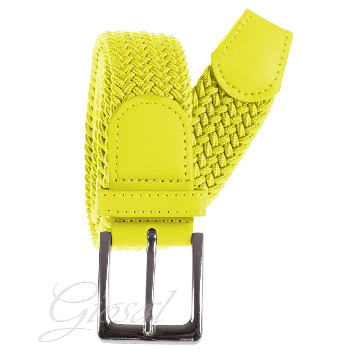 Belt Men's Elastic Adjustable Belt Metal Buckle Solid Color Yellow GIOSAL-A2030A