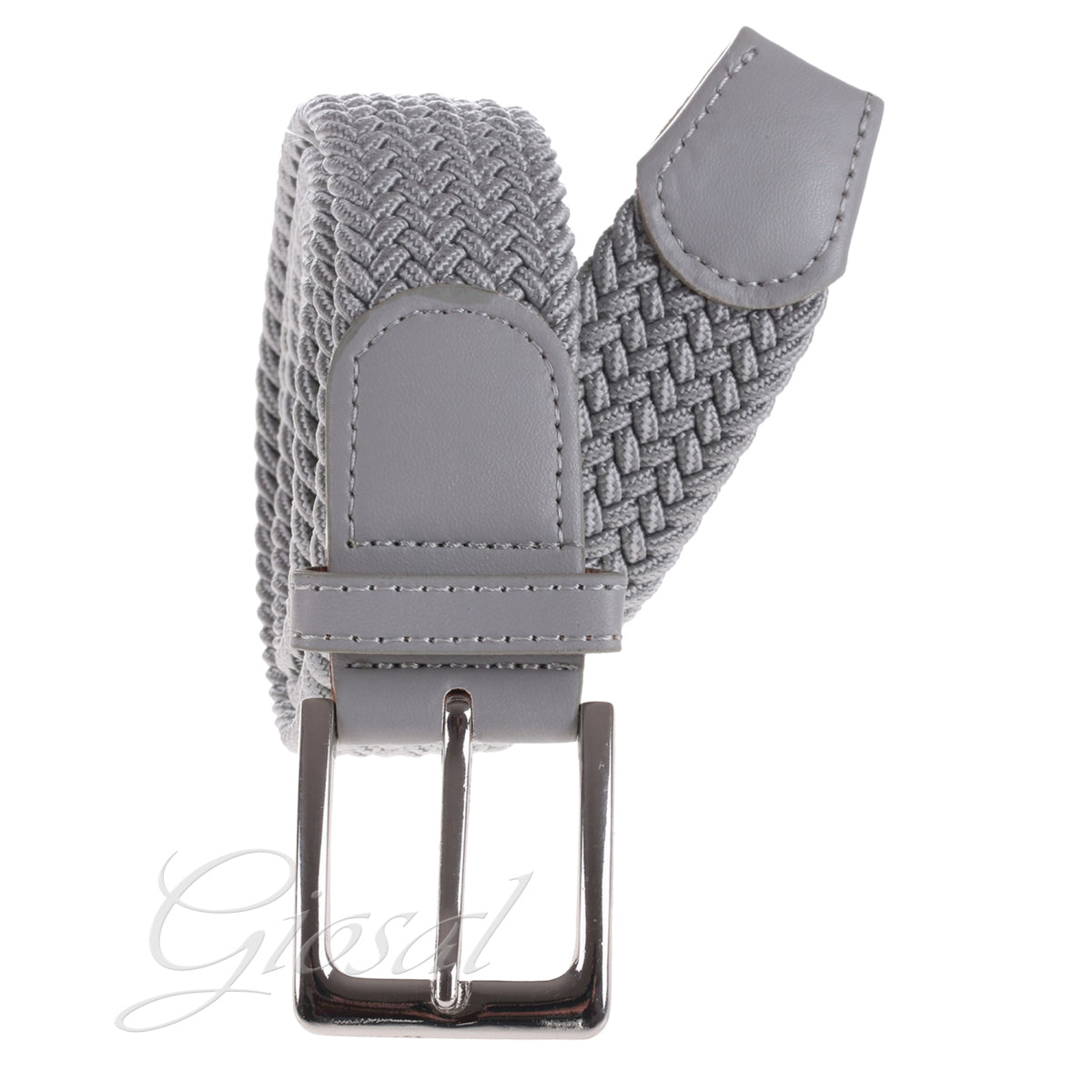Cintura Cinta Uomo Elastica Regolabile Fibbia In Metallo Tinta Unita Grigio Chiaro GIOSAL-A2023A