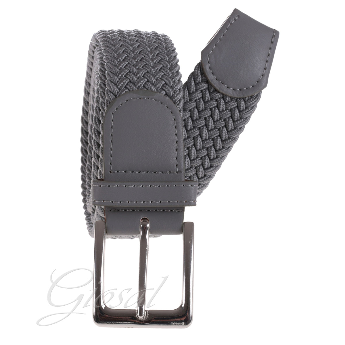 Men's Belt Adjustable Elastic Belt Metal Buckle Solid Color Dark Gray GIOSAL-A2025A