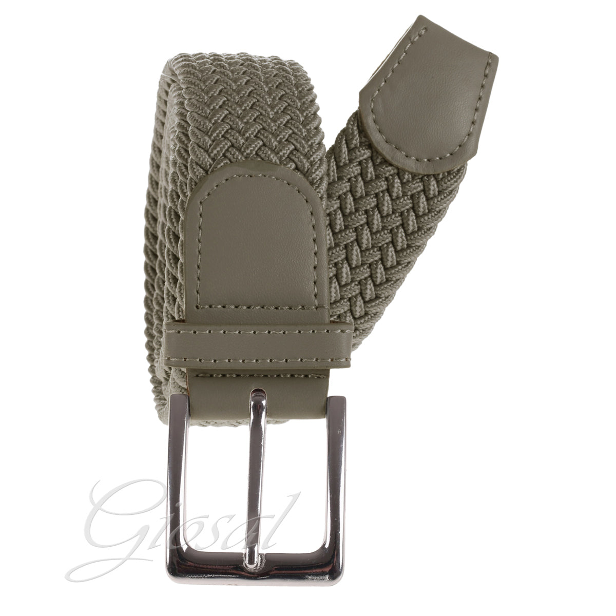 Men's Belt Adjustable Elastic Belt Metal Buckle Solid Color Mud GIOSAL-A2027A