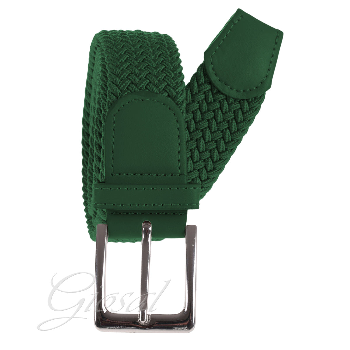 Men's Belt Adjustable Elastic Belt Metal Buckle Solid Color Green GIOSAL-A2029A