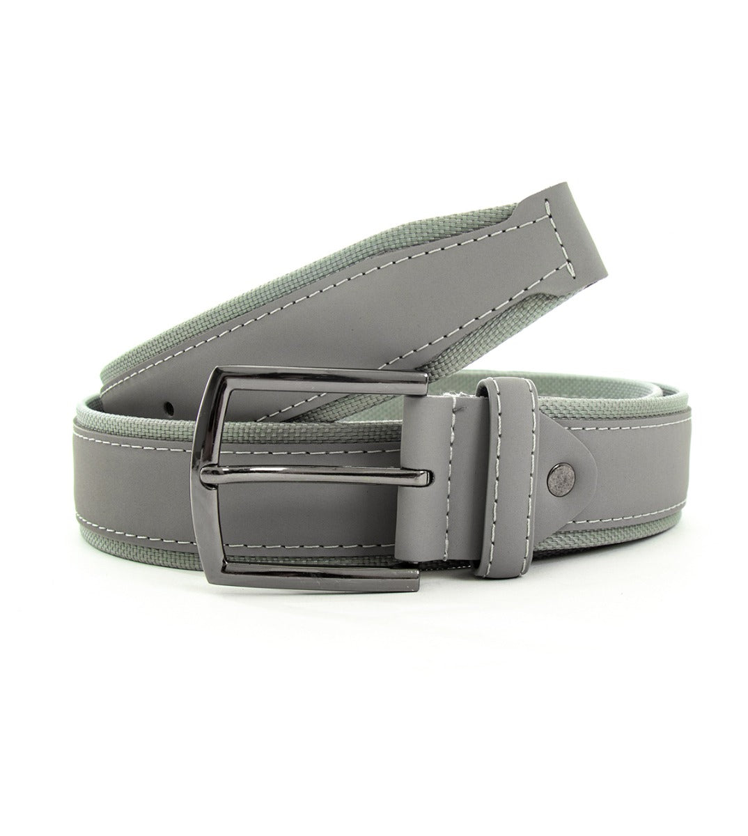 Wide Men's Belt Adjustable Metal Buckle Gray Eco Suede GIOSAL-A2100A