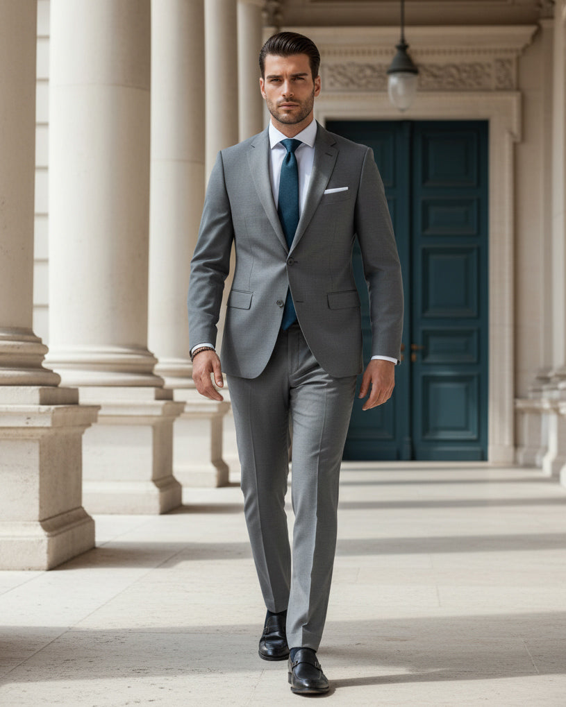 Abito uomo monopetto vestito viscosa completo giacca pantaloni grigio GIOSAL-AE1128A