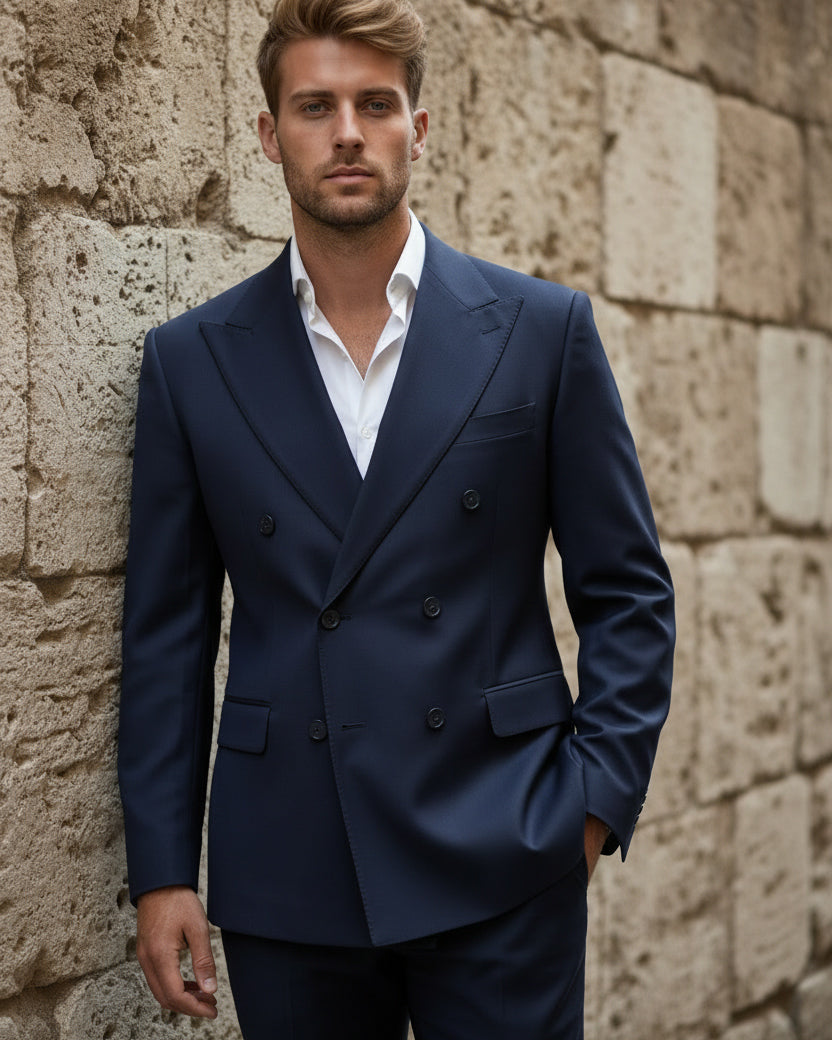Abito Uomo Doppiopetto Viscosa Classico Sartoriale Blu AE1200A