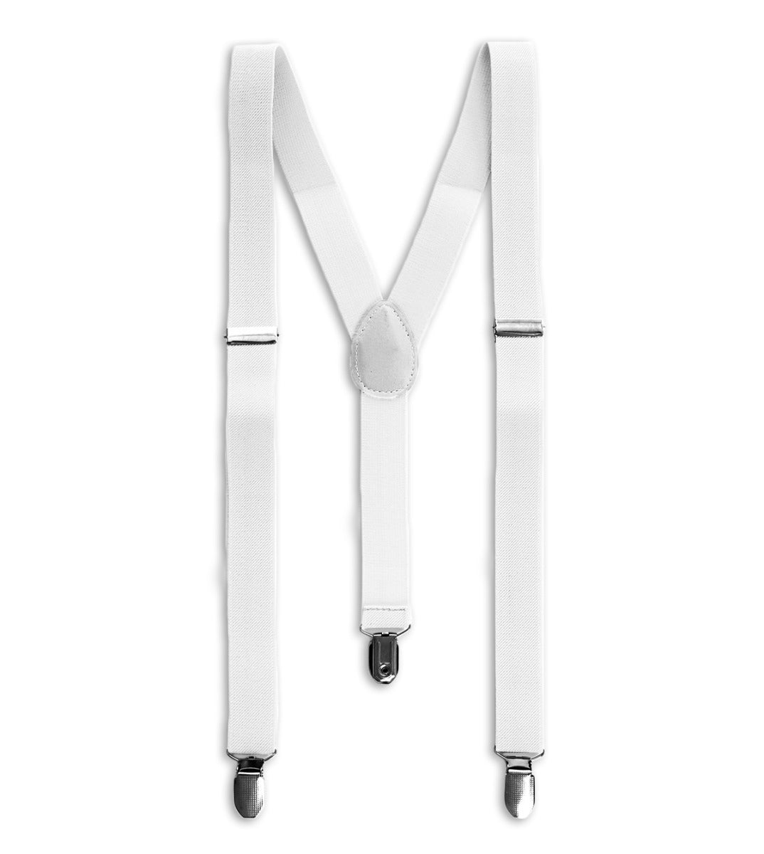 Adjustable Suspenders for Men Unisex Basic White Elastic Metal Buckles Solid Color Hooks GIOSAL-BR1015A