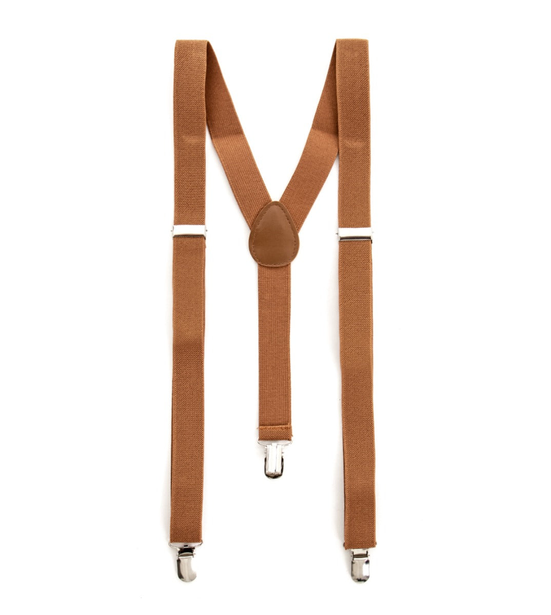 Adjustable Suspenders for Men Unisex Basic Elastic Camel Metal Buckles Hooks Solid Color GIOSAL-BR1016A