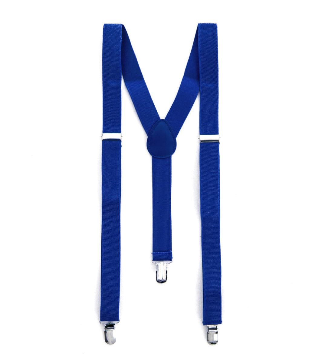 Adjustable Suspenders for Men Unisex Basic Elastic Royal Blue Metal Buckles Hooks Solid Color GIOSAL-BR1021A