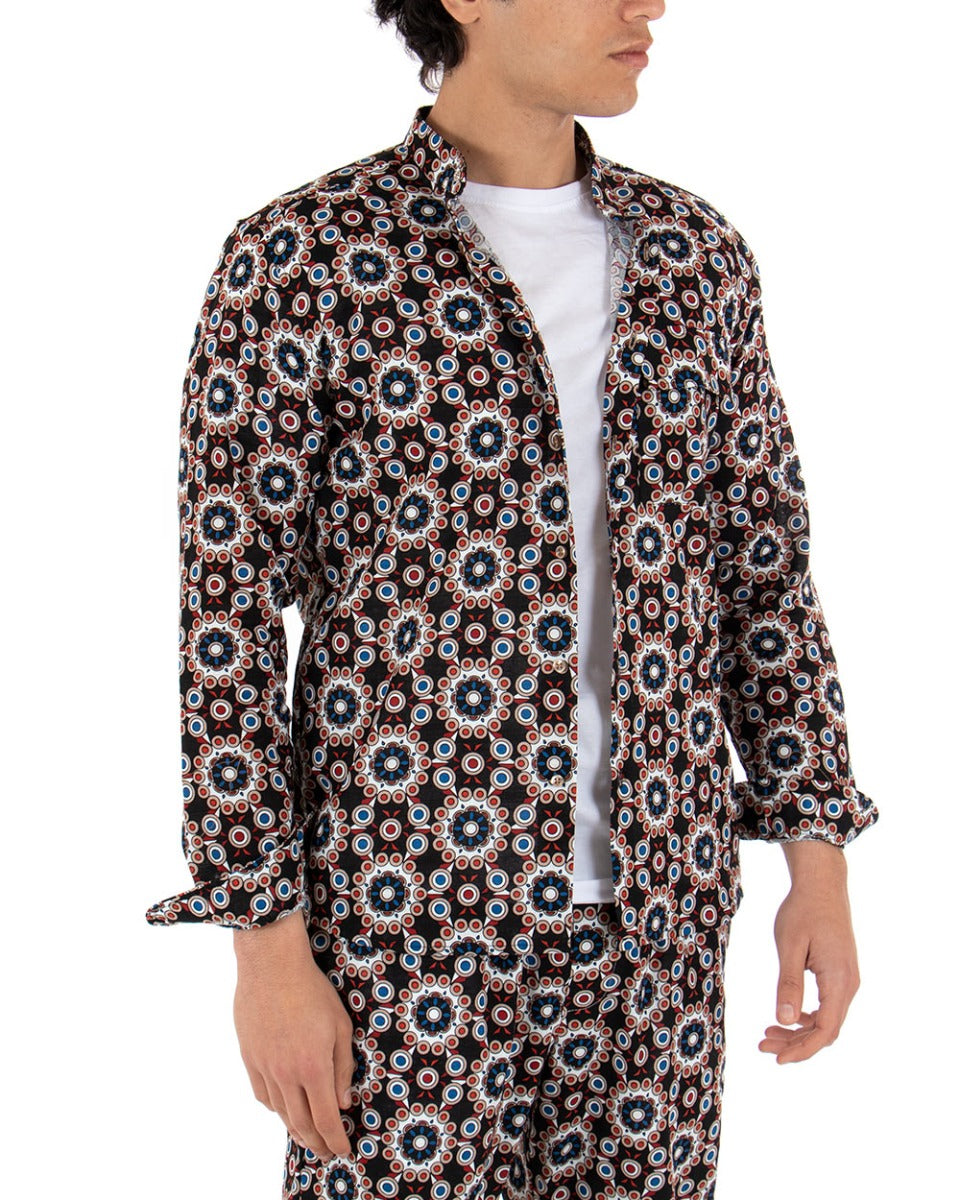 Camicia Uomo Con Colletto Manica Lunga Casual Cotone Etnica GIOSAL-C1859A