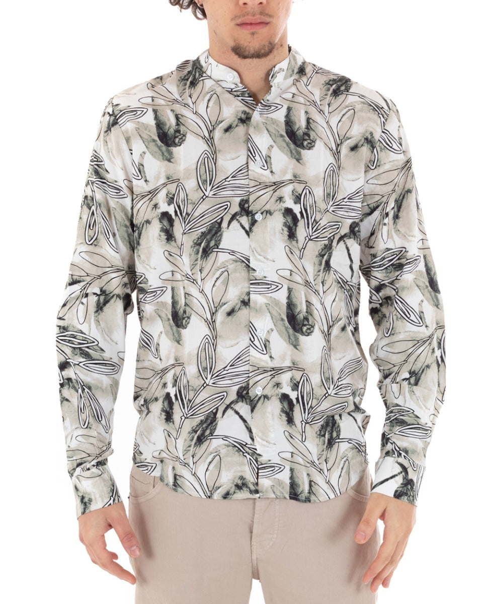 Men's Mandarin Collar Shirt Long Sleeve Soft Viscose Multicolor GIOSAL-C2307A