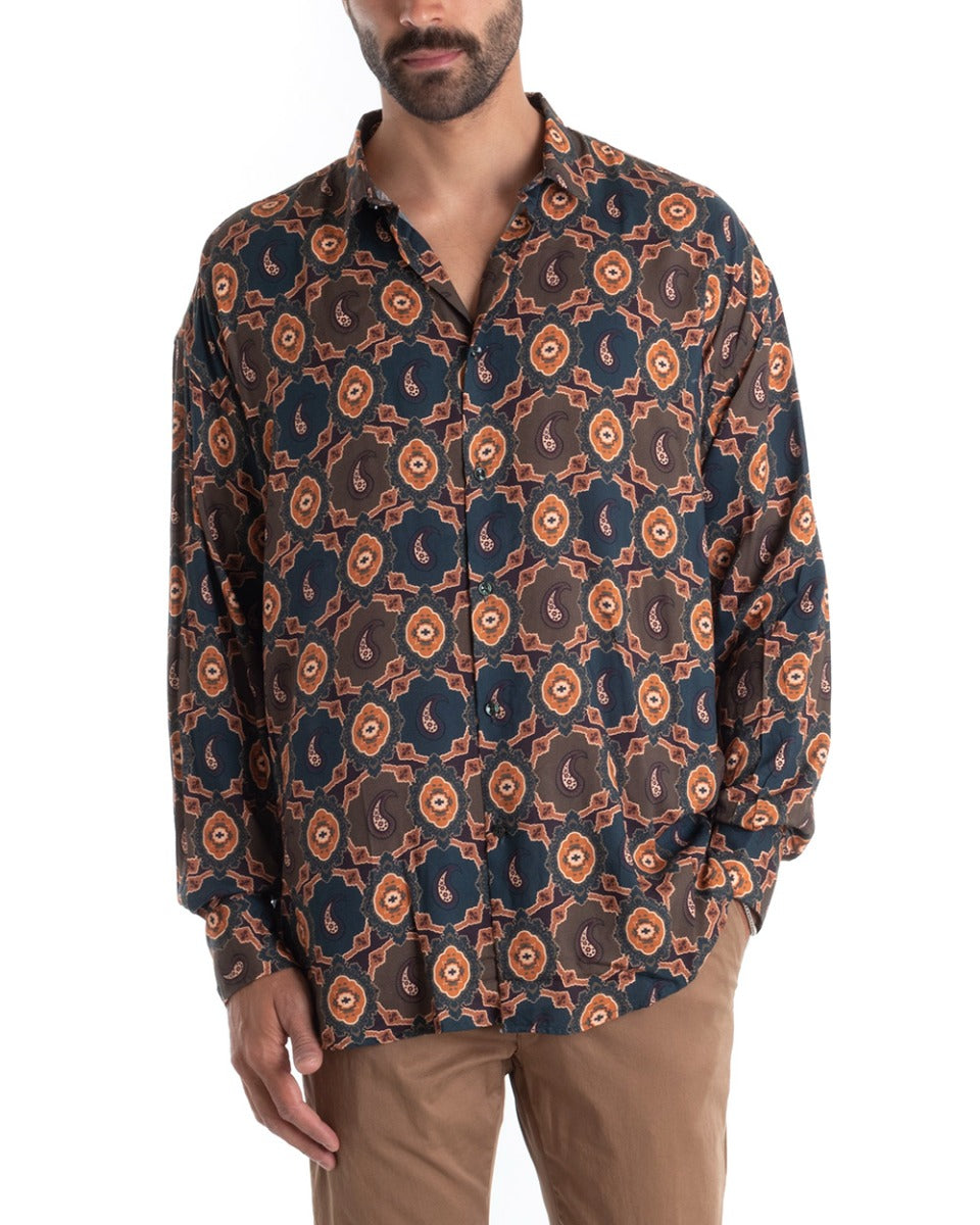Men's Shirt With Collar Long Sleeve Regular Fit Soft Comfortable Viscose GIOSAL-C2435A
