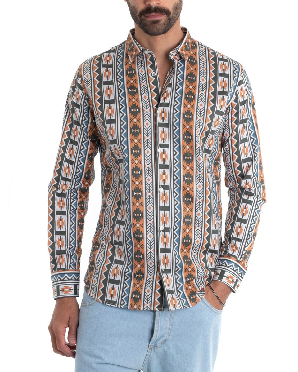 Camicia Uomo Con Colletto Manica Lunga Regular Fit Multicolore GIOSAL