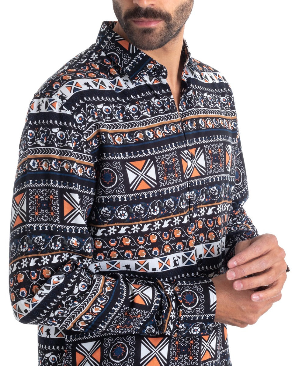 Men's Shirt With Collar Long Sleeve Regular Fit Soft Viscose GIOSAL-C2437A