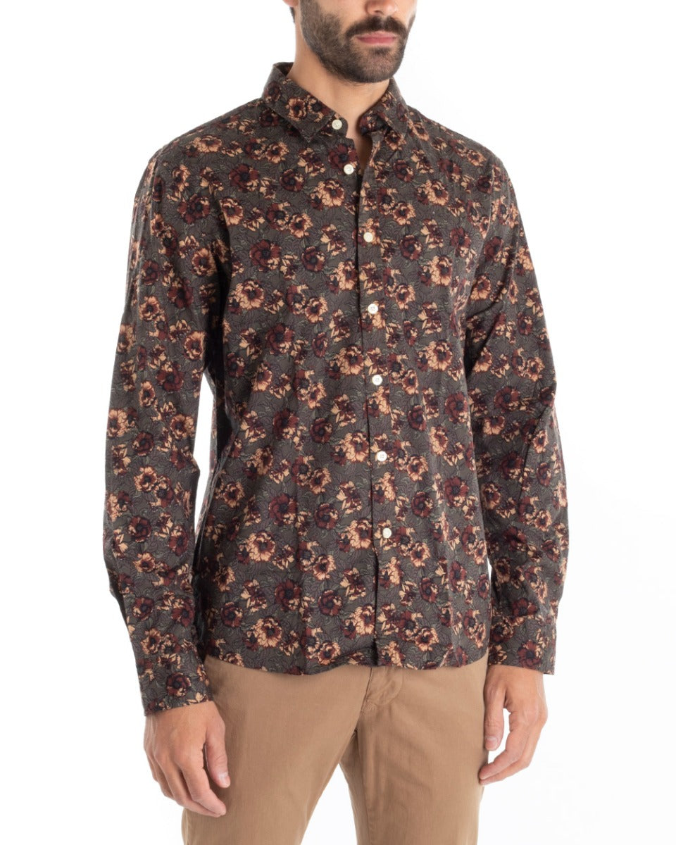 Men's Shirt With Collar Long Sleeve Regular Fit Soft Viscose GIOSAL-C2440A