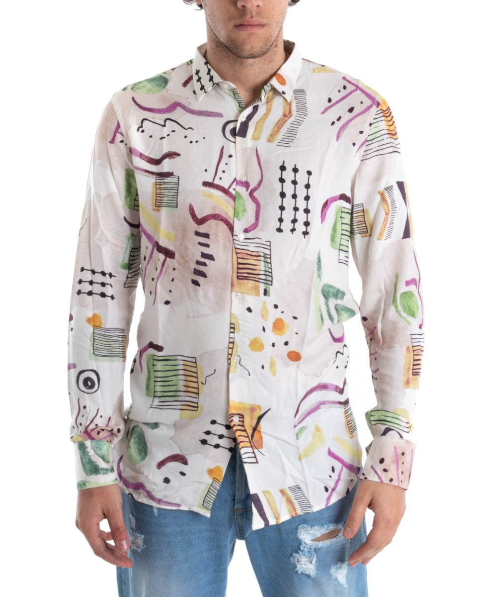 Men's Shirt With Collar Long Sleeve Soft Comfortable Viscose GIOSAL-C2444A