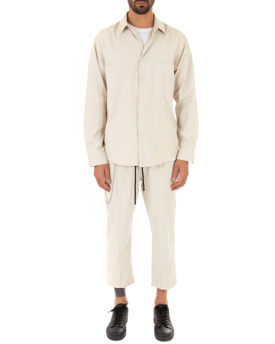 Men's Shirt With Collar Long Sleeve Soft Comfortable Viscose GIOSAL-C2449A