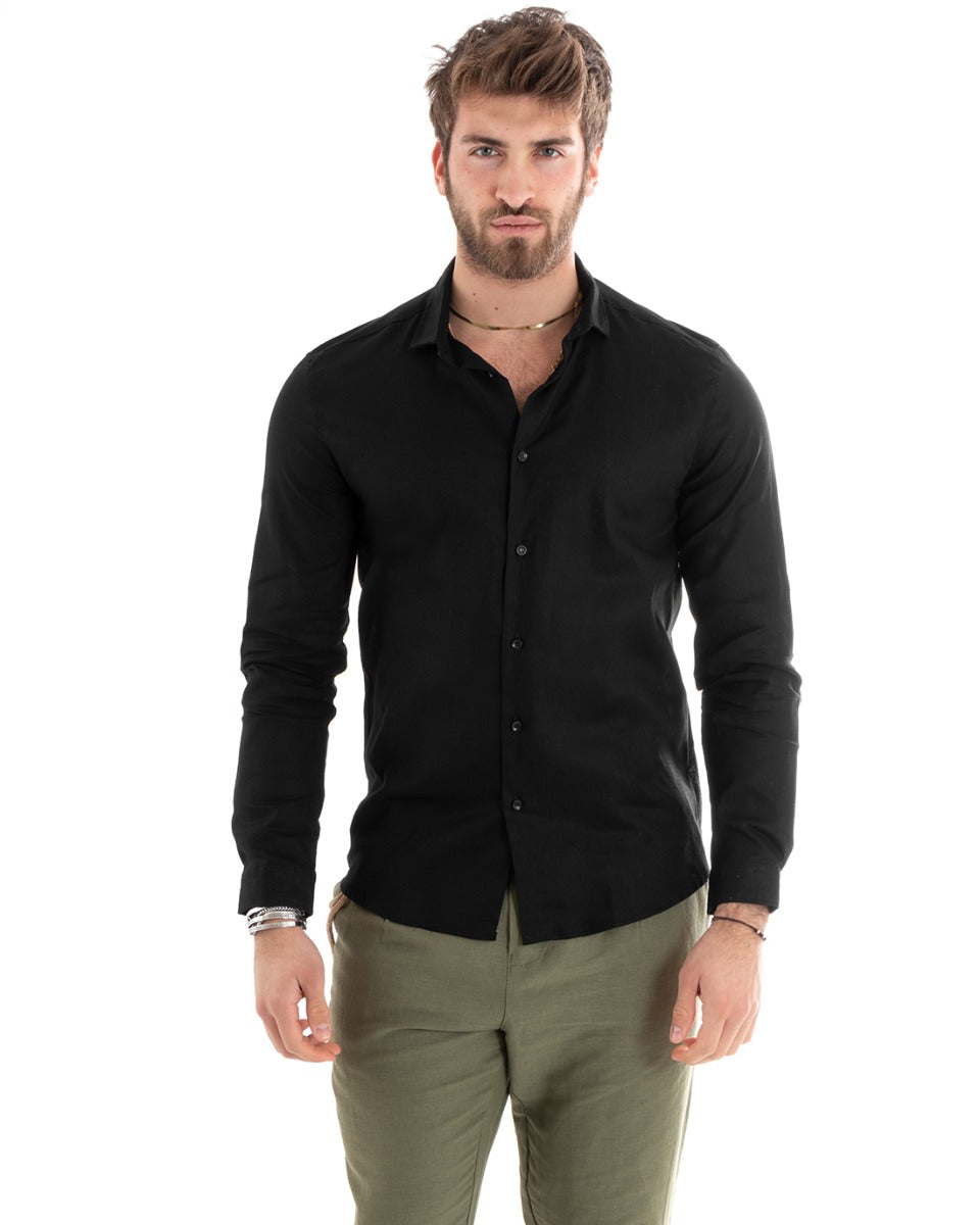 Camicia in hot sale lino nera