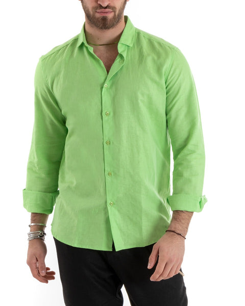 Camicia Estiva Uomo A Maniche Corte - Quadri Buffalo Verde E Giallo - Taglia L - Tasca Sul Petto - 2