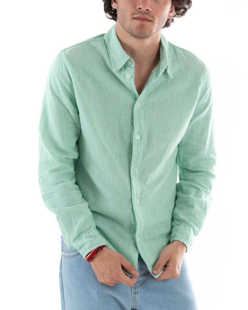 Camicia uomo verde acqua sale