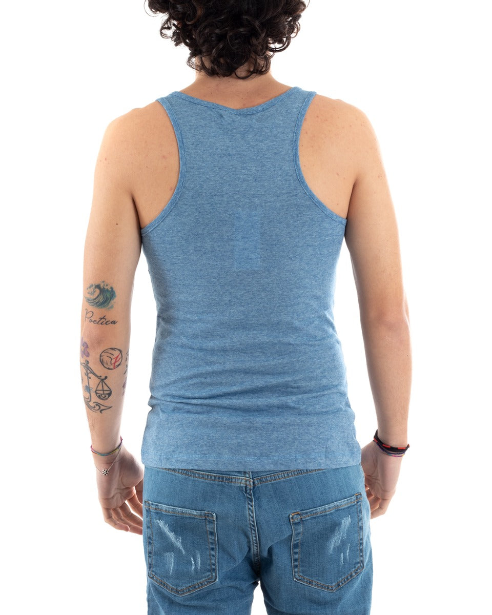 Men's Tank Top T-shirt Vest Armholes Light Blue Print GIOSAL-CN1058A