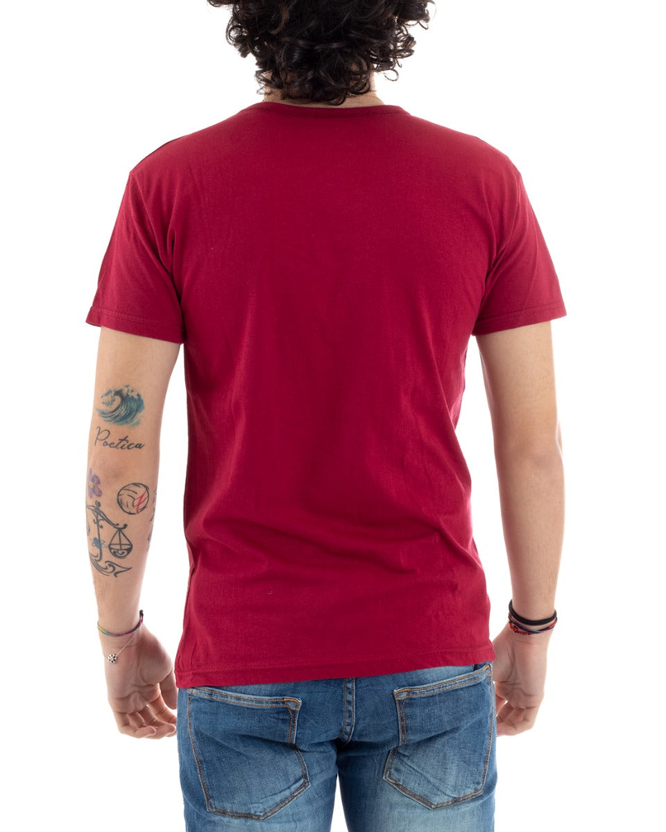 T-Shirt Uomo Mezza Manica Stampa Paris Rossa Girocollo Slim GIOSAL-TS2819A