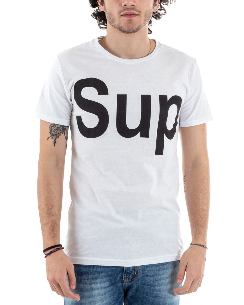 T-Shirt Uomo Stampa Still Alive Girocollo Manica Corta Sup Due Colori Bianca Nera Casual GIOSAL-TS1727A