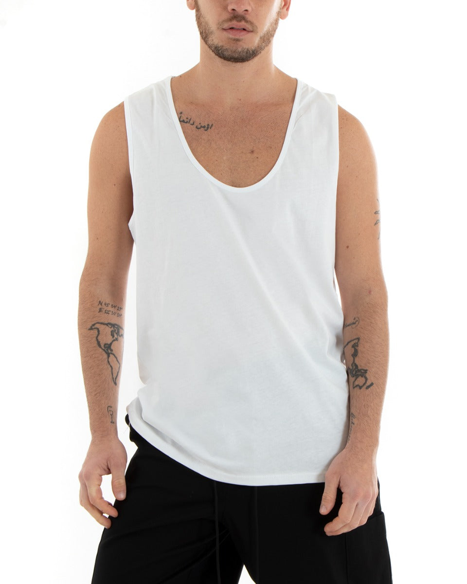 Men's Tank Top Basic T-Shirt Solid Color White Casual GIOSAL-CN1075A