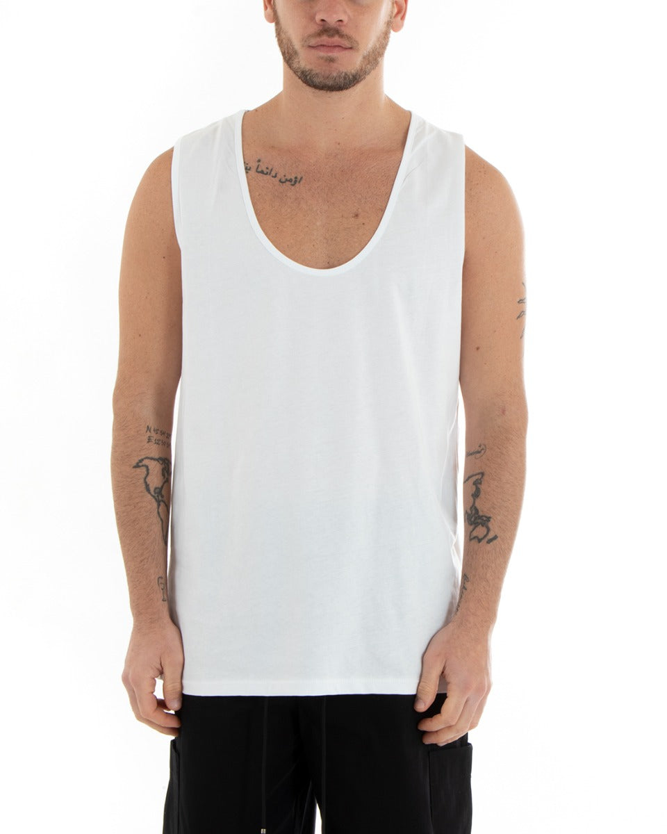 Men's Tank Top Basic T-Shirt Solid Color White Casual GIOSAL-CN1075A
