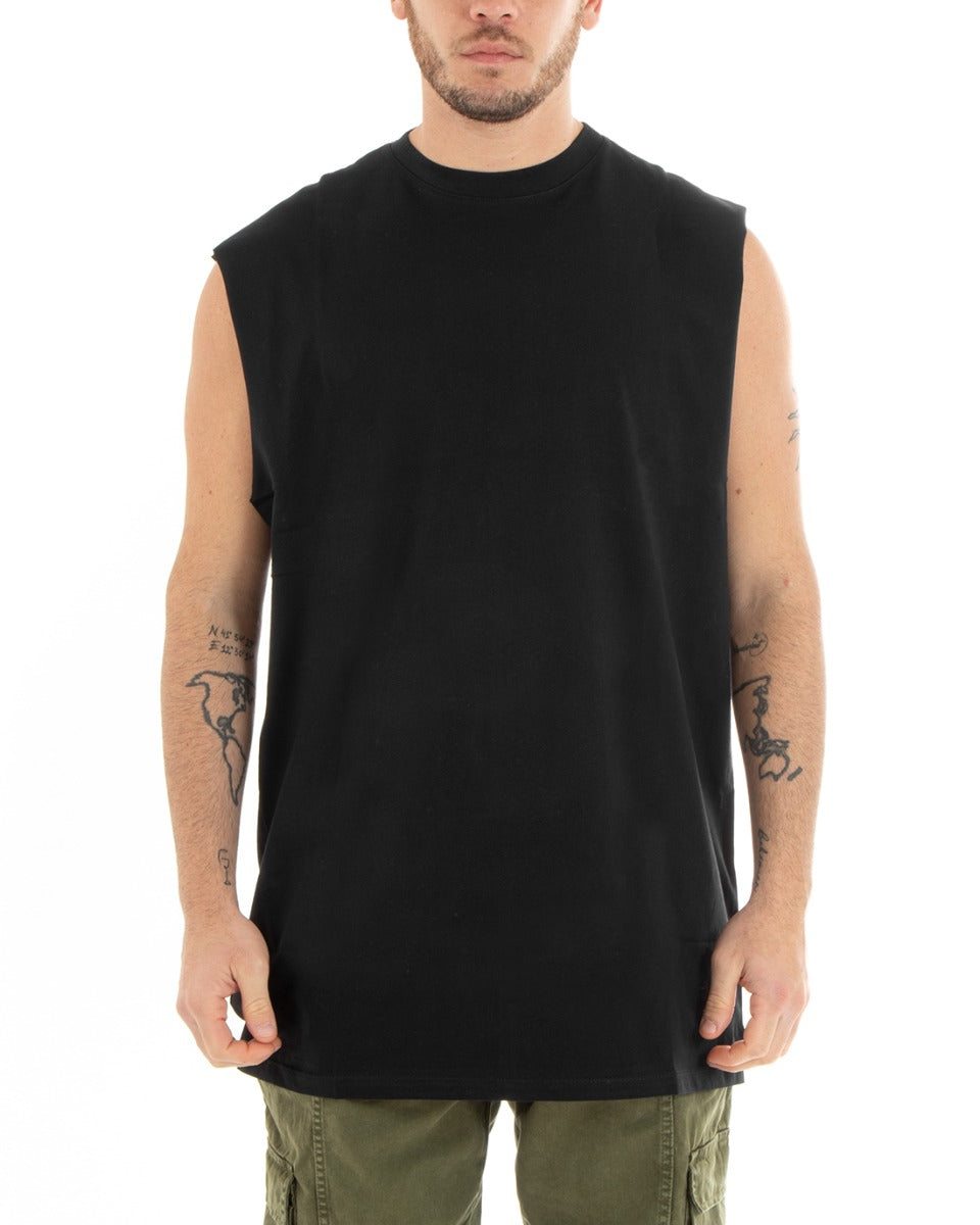 Men's Basic Tank Top Long Sleeve Casual Solid Color Black Crew Neck GIOSAL-CN1079A