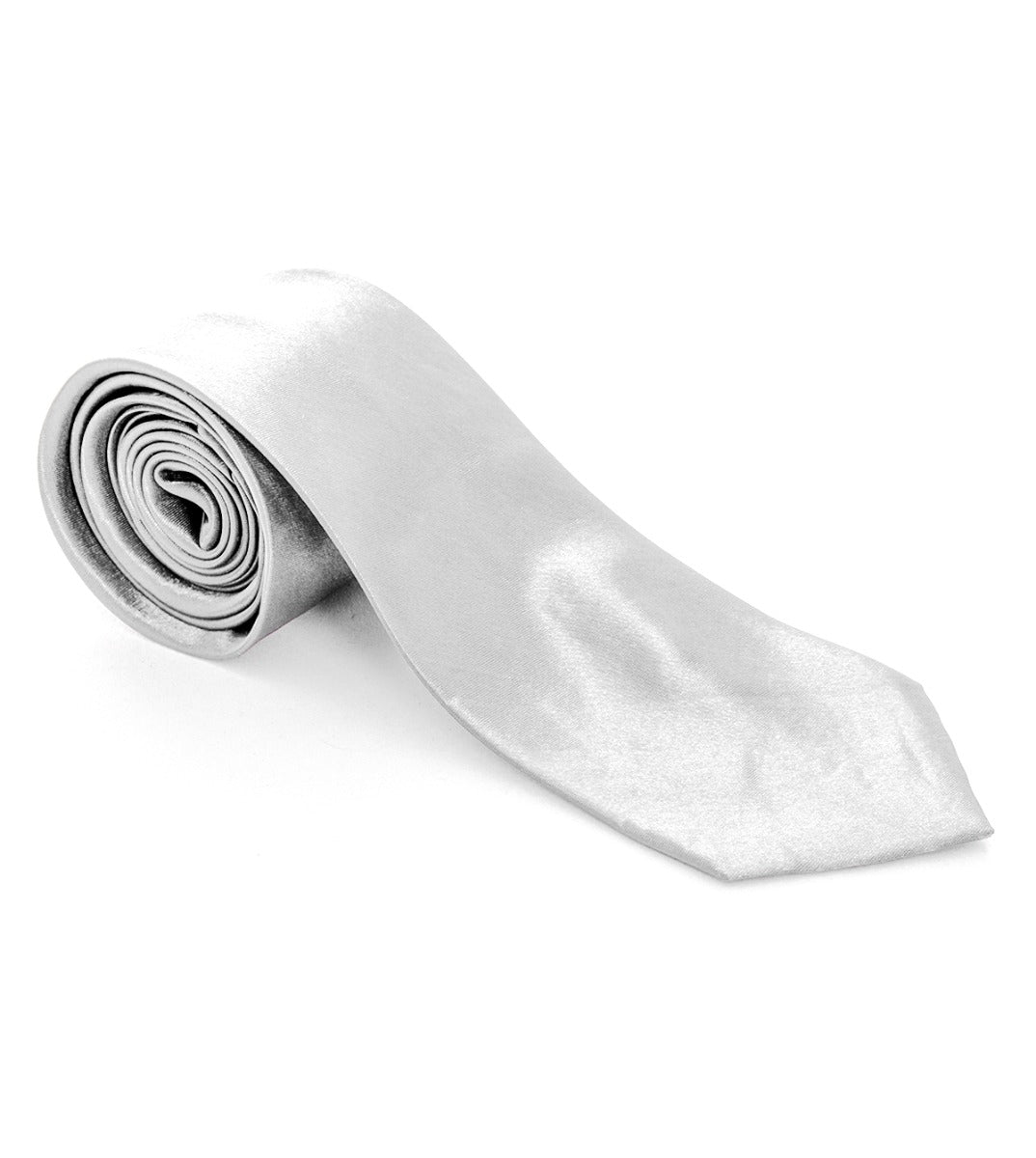 Cravatta Uomo Unisex Elegante Cerimonia Casual Basic Raso Bianco GIOSAL-CP1030A