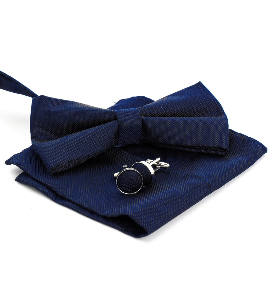 Bow Tie Cufflinks Clutch Set for Men Unisex Elegant Blue Ceremony GIOSAL-CP1081A