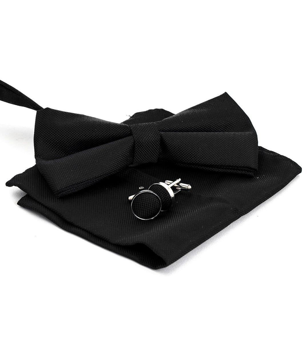Bow Tie Cufflinks Clutch Set Men Unisex Elegant Black Ceremony GIOSAL-CP1083A