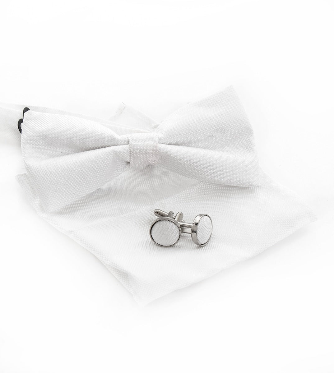Bow Tie Cufflinks Set for Men Unisex Elegant Ceremony White Elegant Look GIOSAL-CP1085A