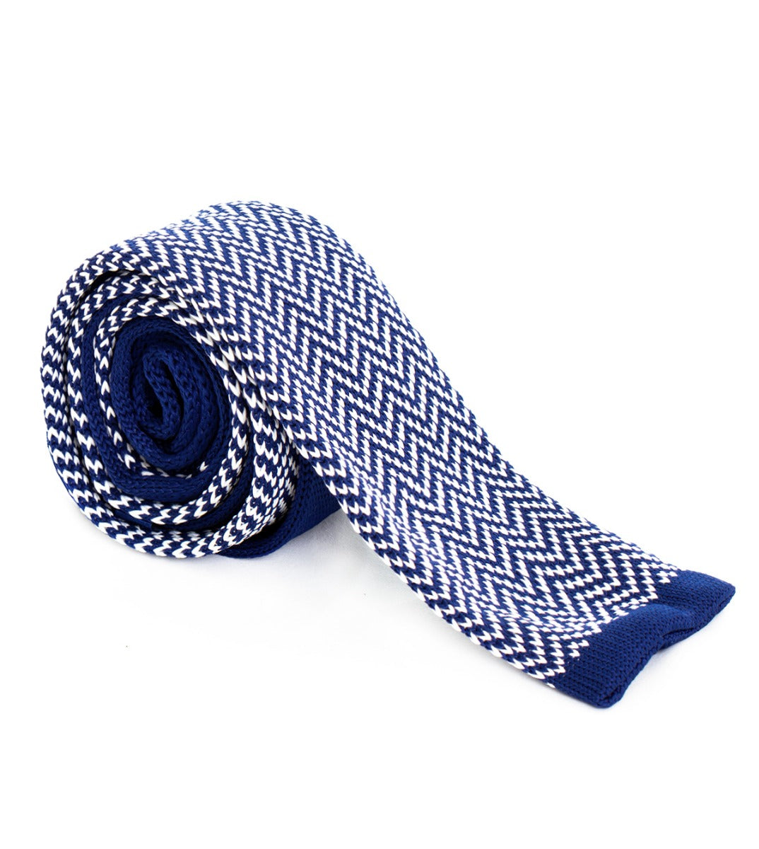 Unisex Men's Knitted Tie Blue White Knitted Tie Zig Zag Pattern GIOSAL-CP1088A