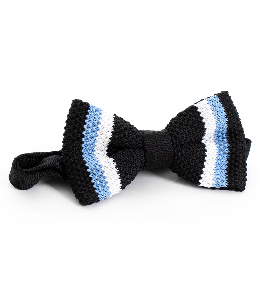 Bow Tie Butterfly Bow Man Unisex Elegant Ceremony Accessory Black Striped Knitted GIOSAL-CP1092A 
